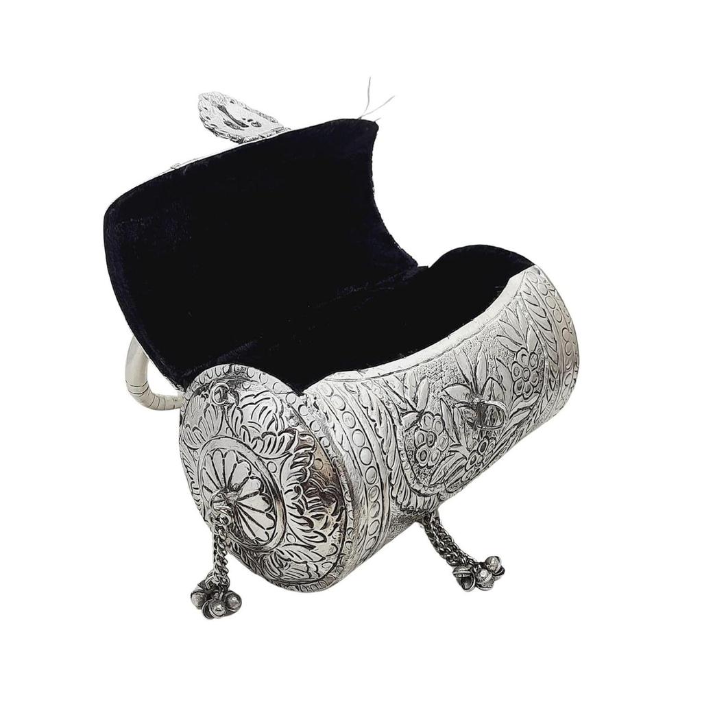 Women's Silver Brass Metal Handle Clutch Handmade Antique Ethnic Hand Clutch