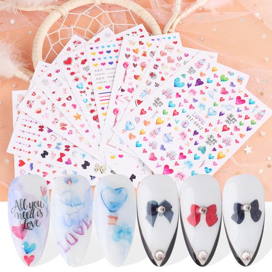 Nail Art Sticker Lovely Cute PET Valentine Heart Shaped Nail Art Tips Decoration for Couple