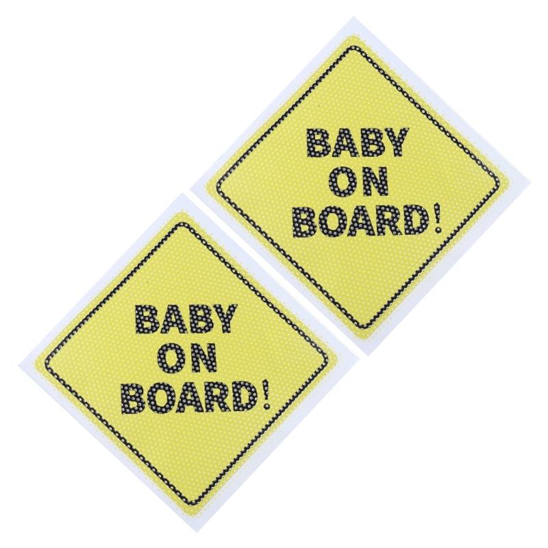 2pcs Baby on Boards Car Stickers Reflective Night Visibility Vehicle Sticker Waterproof Vehicle Decal for Child Safety