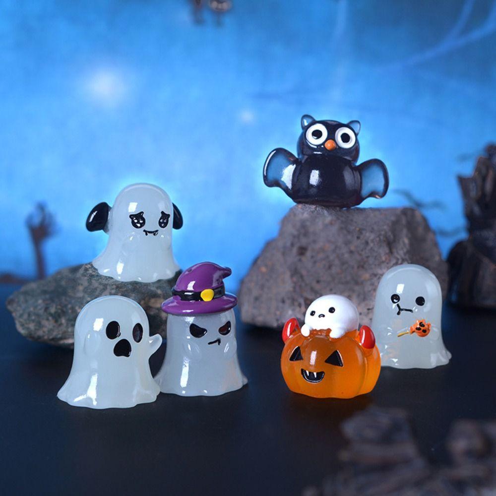 6pcs Set Micro Landscape Halloween Miniature Ornaments Glow In Dark Figurines  Dollhouse Decor