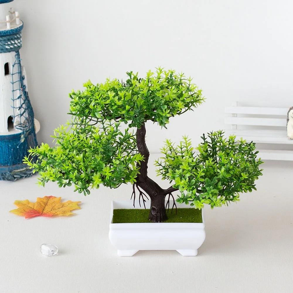 Artificial Plants Potted Bonsai Green Small Tree Plants Fake Flowers Potted Ornaments for Home Garden Decor Hotel Party  Decor