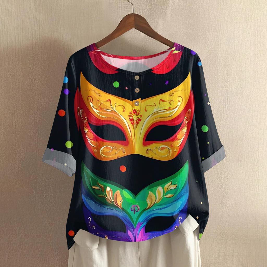 Damska Modna I Codzienna Koszula Z Krótkim Rękawem Z Okrągłym Dekoltem Bawełniana I Lniana Bluzka Top