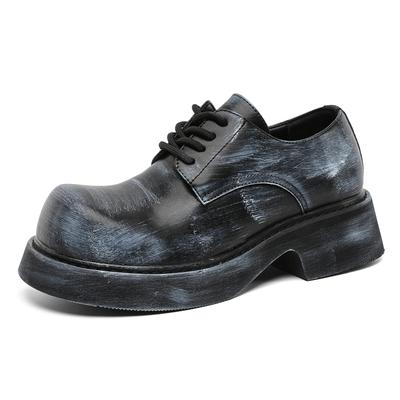 Men's Premium Leather Big Head Platform Elevator Casual Shoes Spring Summer Chunky Sole Fashion Height Increasing Footwear