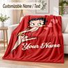 Betty Boop Custom Name Flannel Throw Blanket Soft Warm for Sofa Bed Indoor Home Use