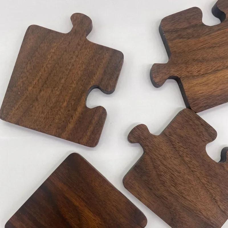 4 Stück/Set Walnuss Puzzle Tassenuntersetzer Rutschfest Hitzebeständig Holz Tee Kaffee Untersetzer Zuhause Tischsets Dekorationen Barwerkzeuge