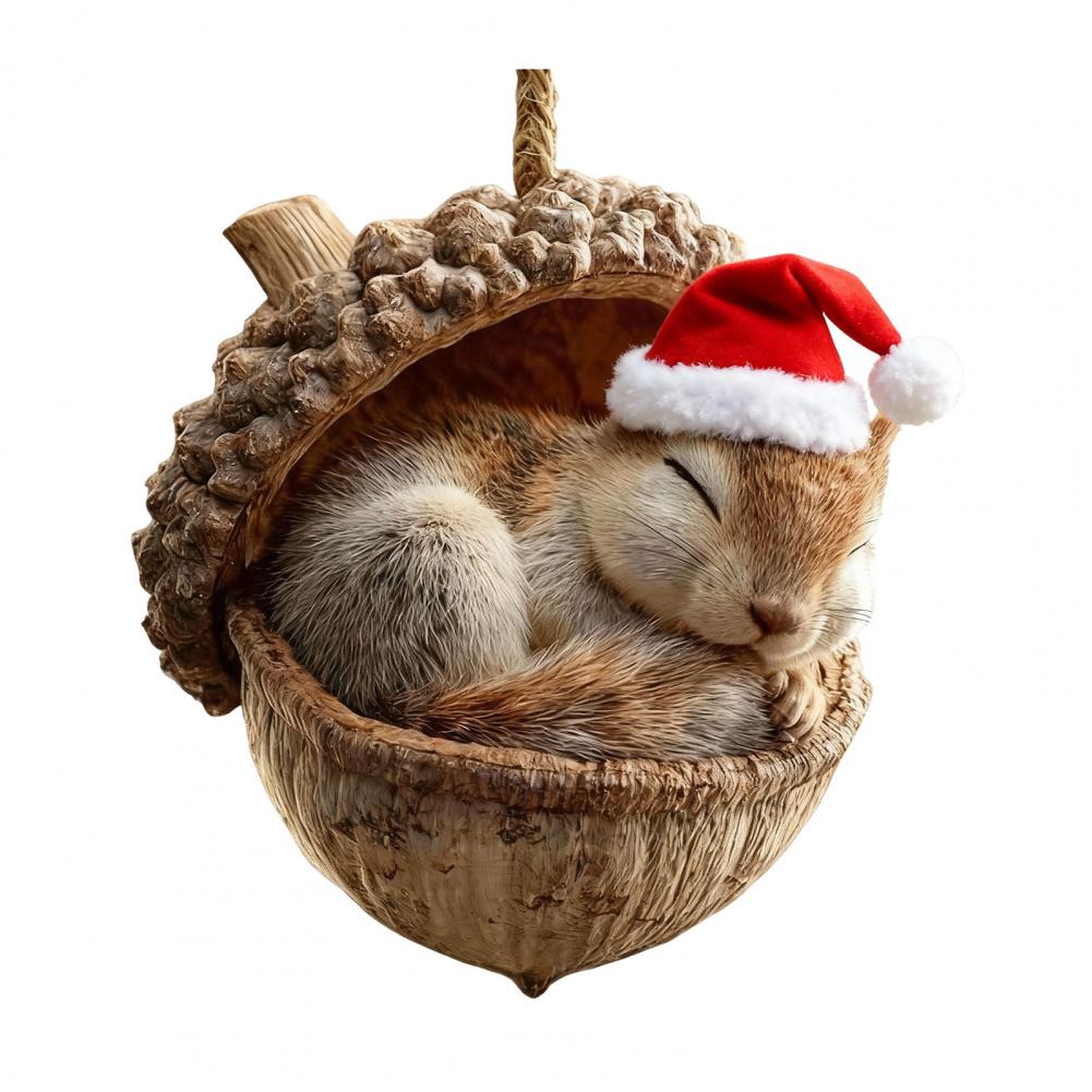 2D Acrylic Forest Animal Acorn Ornament Woodland Creature Christmas Ornaments Animals Hanging Decor For Home Party Decoration