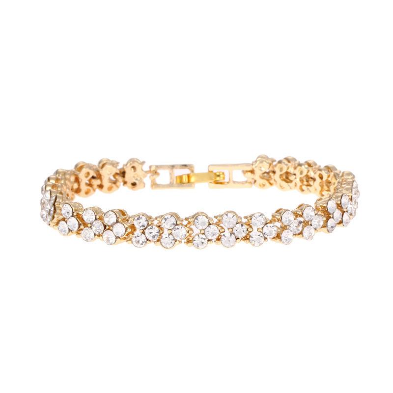 Luxury Roman Crystal Bracelet for Women Fashion Heart Chain Bracelets Rhinestone Bangle Wedding Bridal Jewelry Accessories Gifts