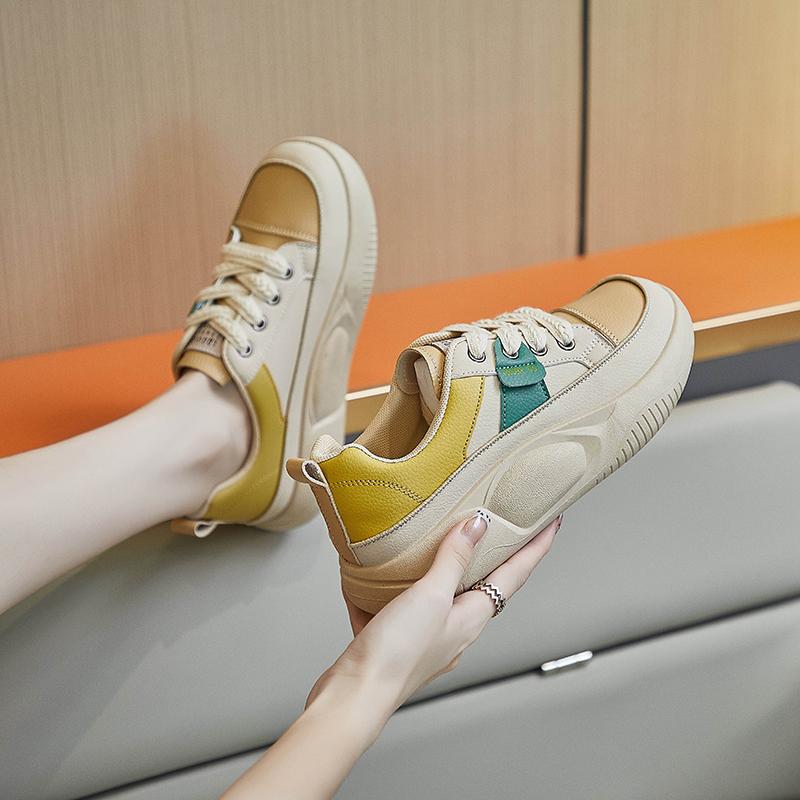 2024Women's Sneakers Spring Korean Style Fashion Lace Up Casual Round Head Trainers Walking Shoes Zapatillas Deportivas De Mujer