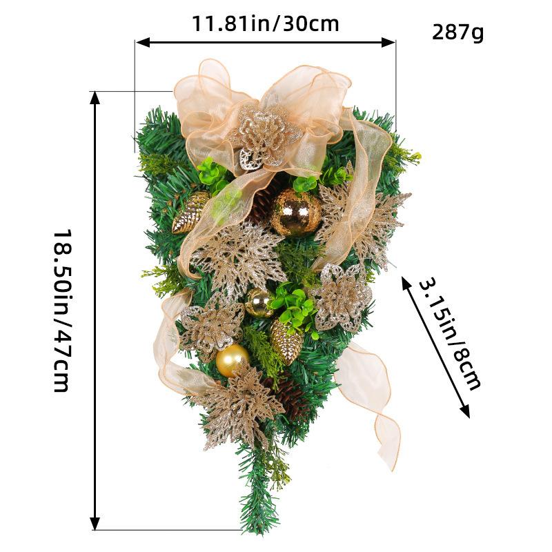 

Золотой Рождественский Цветок Сосновая Игла Перевернутая Елка Рождественский Венок Витрина Торгового Центра Ротанговое Рождественское Украшение