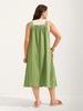 Plus Size Women's Cotton Pleated Suspender Dress with Pockets - Casual and Slimming Fit