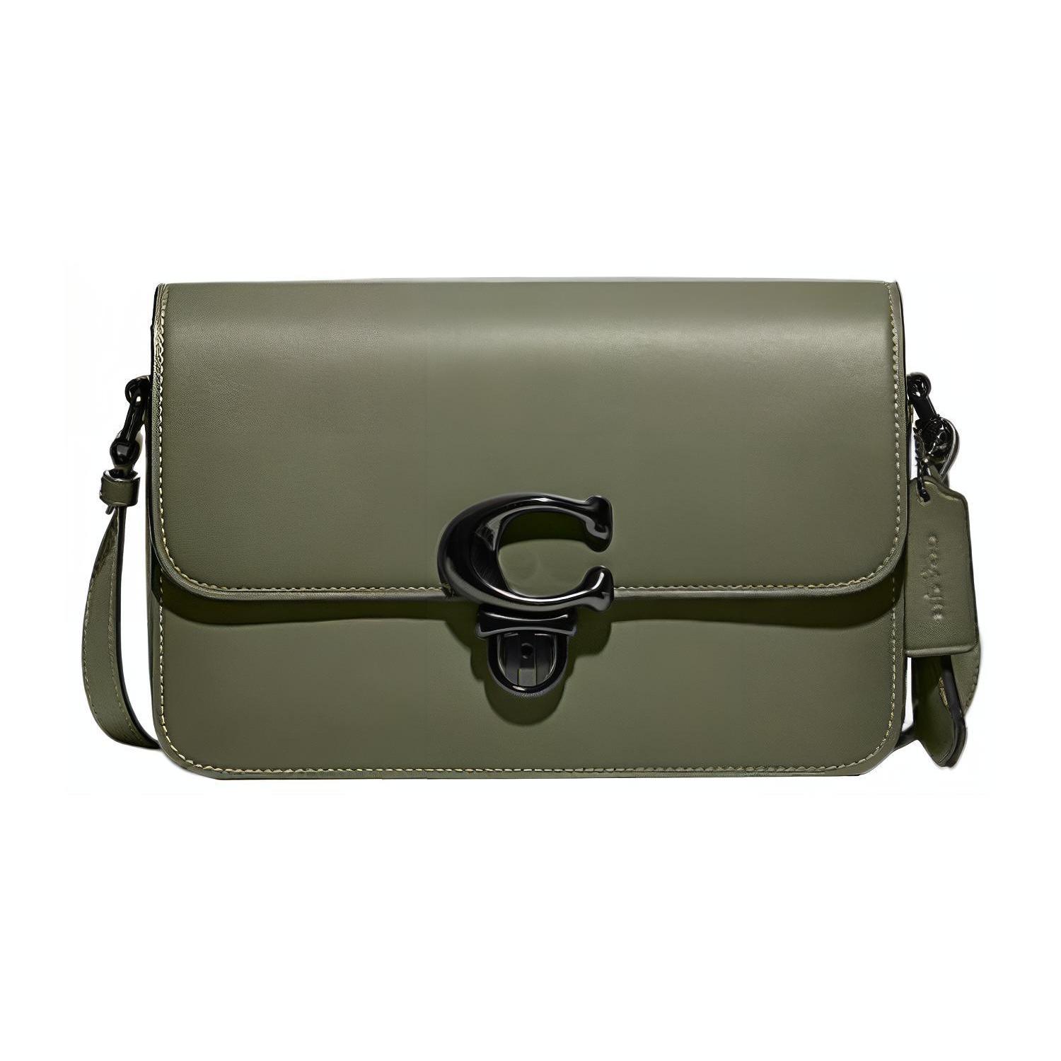 

New COACH Studio Leather Small Square Bag, Camera Bag, Crossbody Bag Medium Size Women s Army Green C6641-V5ARY 24.9*8.9*16.0CM