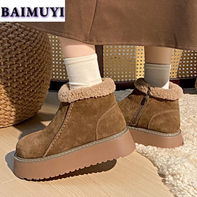 Μπαλαρίνες Σουέτ Μποτάκια Αστραγάλου Γυναικεία Πλατφόρμα Βελούδινα Ζεστά Παπούτσια από Βαμβάκι 2024 Τάση Casual Σχεδιαστής Αντιολισθητικά Chelsea Μόδα Μπότες Γυναικείες
