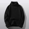 Mens Thickened High Neck Knit Sweater Slim Fit Solid Color Winter Warm Pullover Daily Wear
