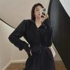 Completo Due Pezzi da Donna Cardigan con Zip Dimagrante e Pantaloni a Gamba Larga per Primavera e Autunno