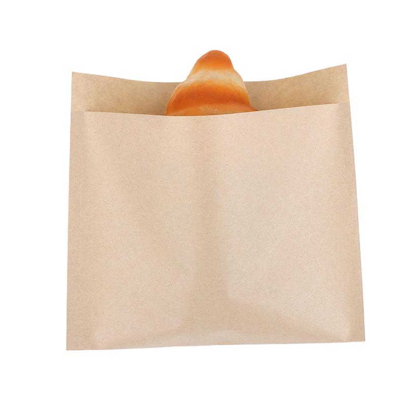 100 Stück Einzel-/Doppelöffnung Fettabweisende Papier-Geschenktüten Flach Fettfest Braun Für Keks Snack Sandwich Popcorn
