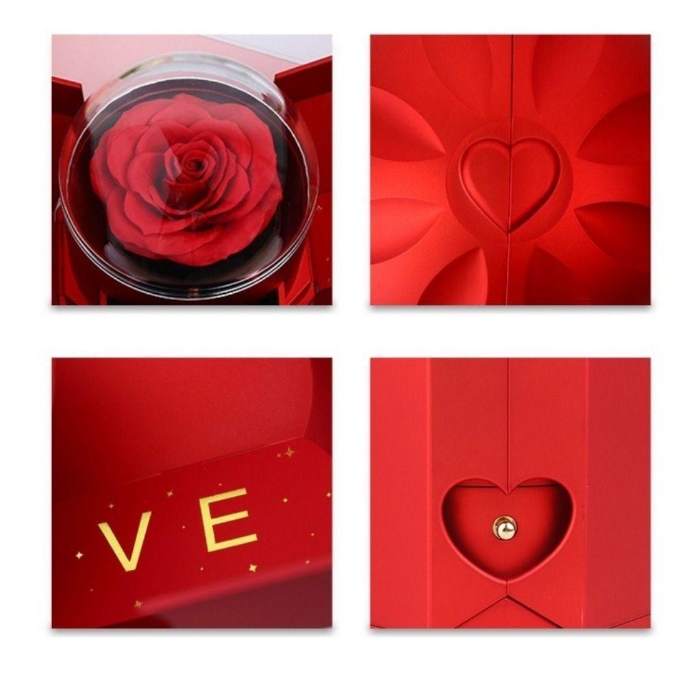 Decorative Rose Drawer Packaging Box Romantic Dried Flowers Necklace Box  Anniversary Present