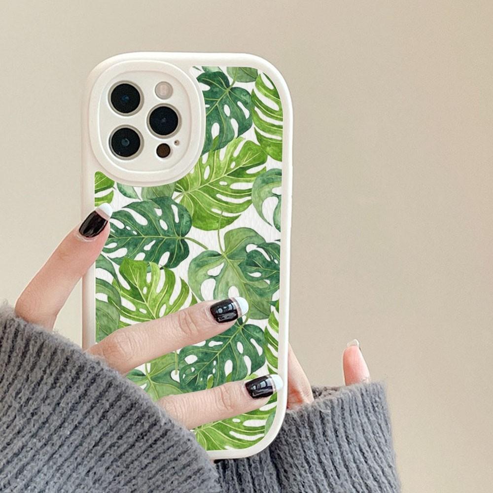 Blad Monstera Grön Telefonfodral Hårt Läder För IPhone 14 13 12 Mini 11 14 Pro Max Xs X Xr 7 8 Plus Fodral