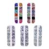 1 Set Round Nail Art Rhinestone Kit with Storage Box 12 Grids Flatback Rhinestone DIY Nail Design Crafting Decoration Fake Gems