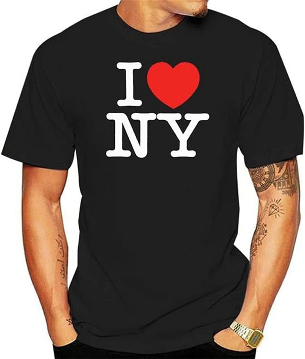 T Shirts for Men I Love NY York Printed Heart T Shirt Customized T-Shirt Black L чёрный