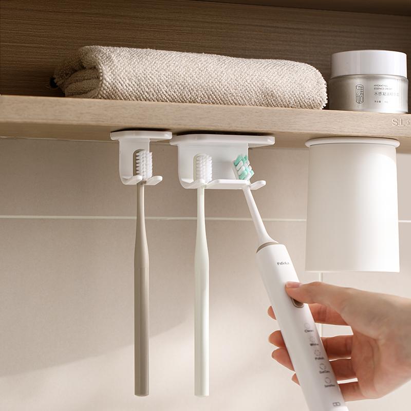 Self Adhesive Detachable Toothbrush Holder for Bathroom Countertop Wall Mounted Electric Toothbrush Plastic Storage Hook