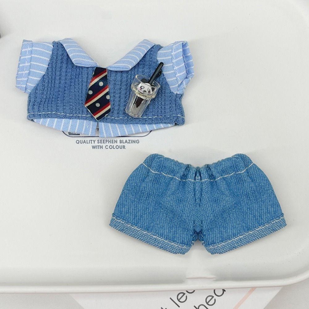 10cm Clothes Changing Dress Game Blue Brown Blouse Pants Suit Playing House Photo Prop Mini Shirt Necktie Pants Set Gift