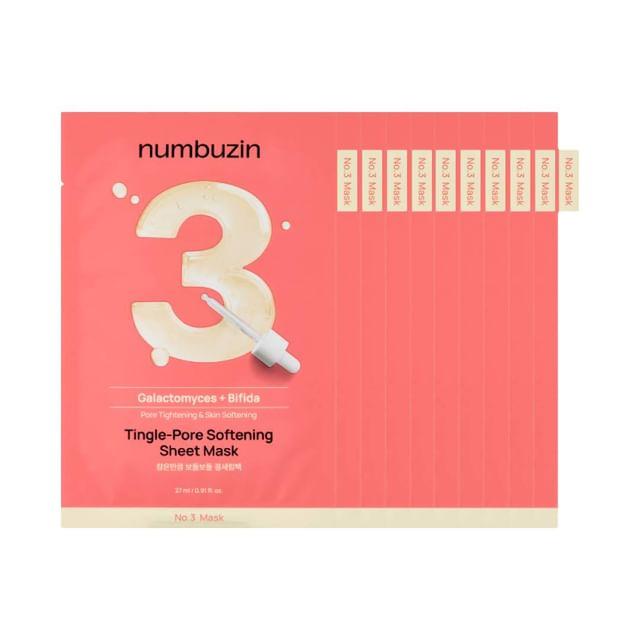 numbuzin - No. 3 Tingle-Pore Softening Sheet Mask Set 10 sheets 27ml x 10 sheets