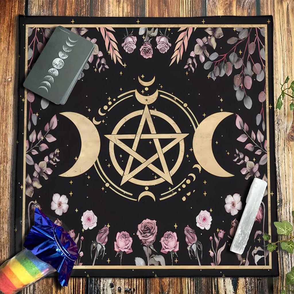 Paño de Altar de Tarot de Franela Cuadrado Almohadilla para Juego de Mesa Almohadilla para Oráculos Astrológicos Cubremesa Alfombrilla para Cartas Mantel para Adivinaciones