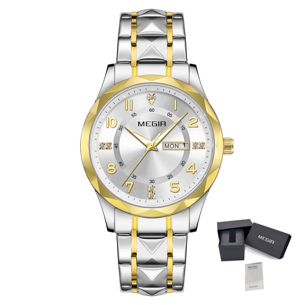 MEGIR Top Brand Luxury Watches for Men Stainless Steel Quartz Wrist Watch Luminous Waterproof Business Clock Reloj Hombre 1093