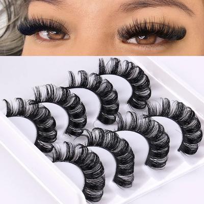 4 Paar Russische Streifenwimpern Flauschige Nerzwimpern 3D Falsche Wimpern Russische Volumenwimpern Gefälschte Wimpern