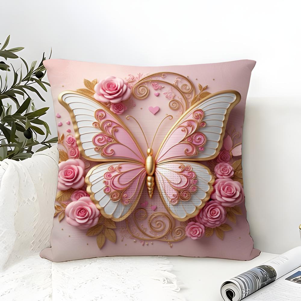 Colorful And Beautiful Butterfly Pillow Case Linen Pillow Case Sofa Home Decor Cushion Cover Cushion Cove