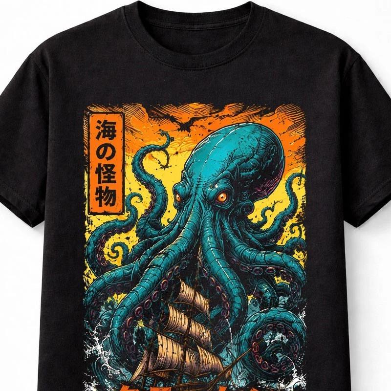 Kraken Sea Monster Octopus Japanese Horror Kaiju Unisex TShirt S