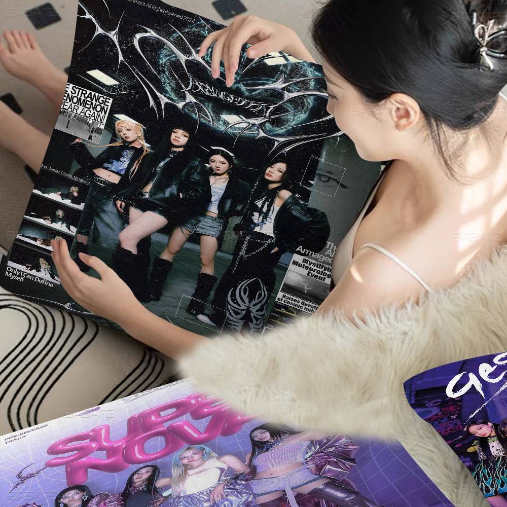 Kpop A-Aespa Pillow Cover Sofa Cushion Cover Home Room Decoration Children Gift