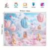 Teddy bear and hot air balloon party banner - Seasonal universal polyester fabric decoration