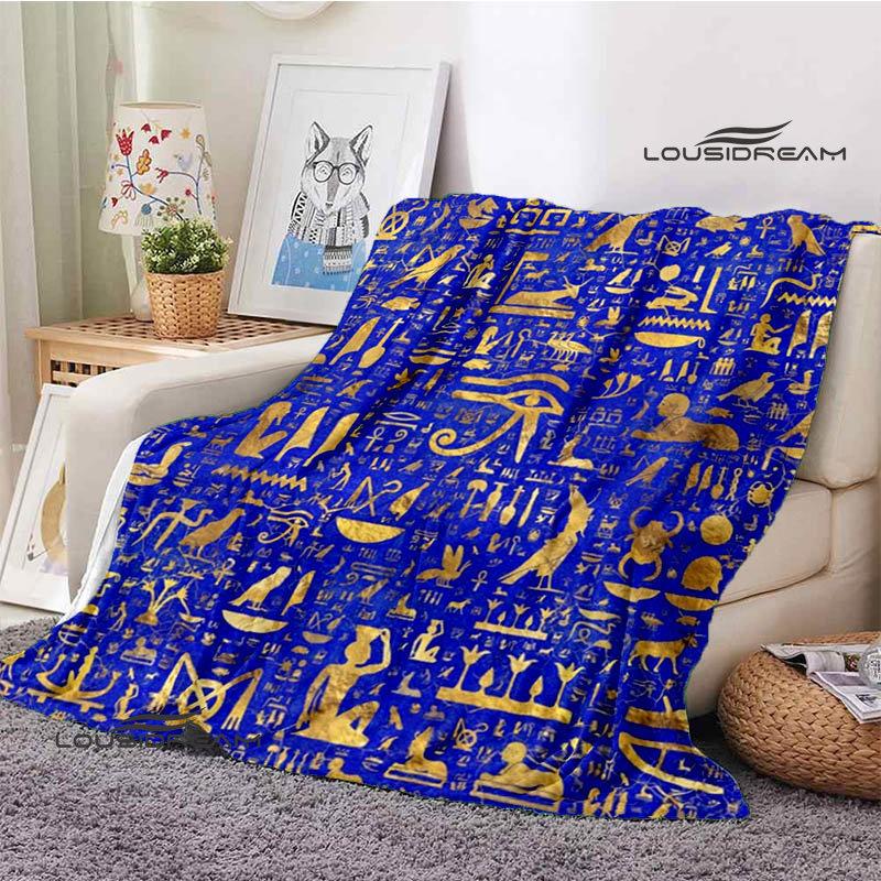Egyptian Pictograph and Symbol Printing Blanket Children Warm Blankets Home Travel Soft and Comfortable Blanket Birthday Gift