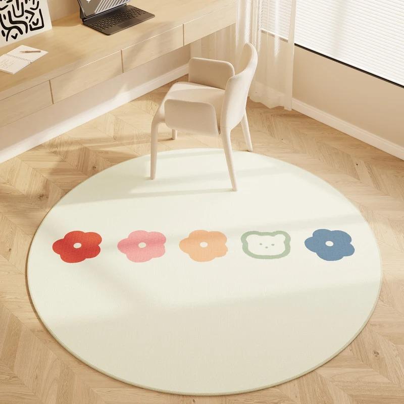 Cute Cartoon Style Rugs for Bedroom Round Hopscotch Children's Mat Soft Non-slip Nursery Carpet Washable Children Crawling Rug