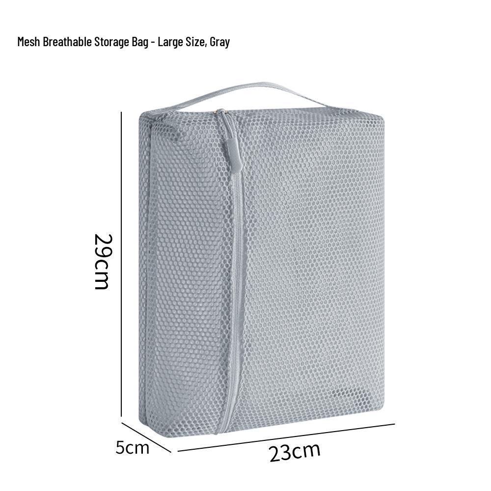 Mesh Transparent Travel Storage Bag Set for Cosmetics & Toiletries - Foldable Organizer