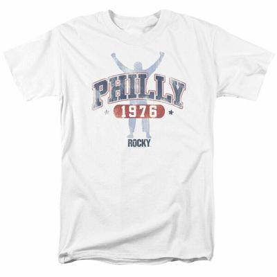 Koszulka Męska Rocky Philly 1976 Licencjonowana Koszulka Filmowa Bokserska Rocky Balboa Biała