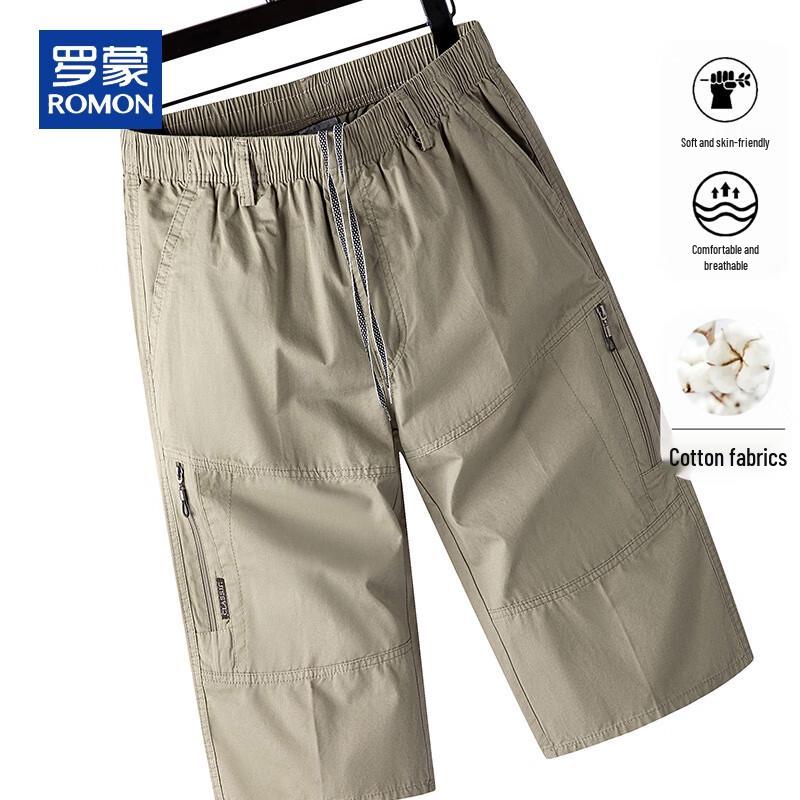 ROMON Men s Summer Cotton Seven-Point Sport Beach Cargo Shorts 3XL