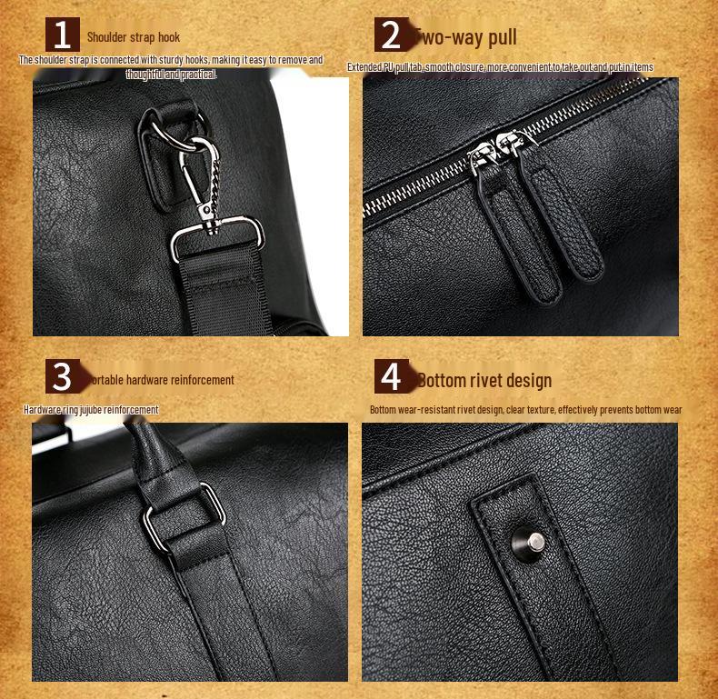 Men's Vintage Leather Travel and Gym Bag with Shoe Compartment - Crossbody Handbag & Shoulder Bag, Large Capacity.