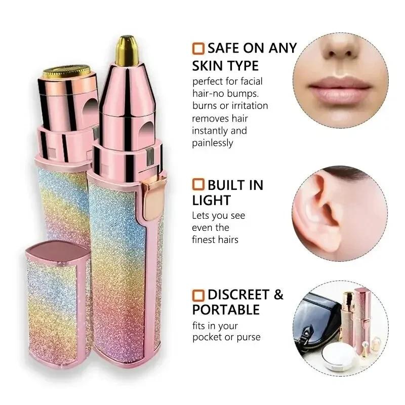 Mini Painless Razor Shave Shaver Portable 2 IN 1 Electric Epilator Eyebrow Trimmer Women's Body Facial Lip Epilator Rechargeable