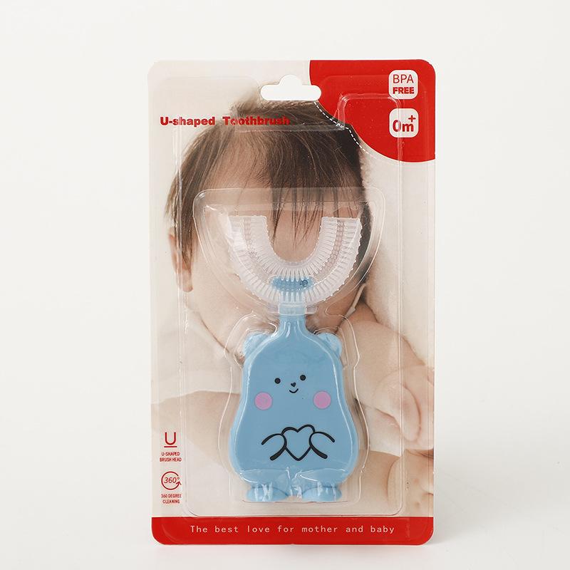1Pc U-shaped Children's Baby Toothbrush 2-12 Years Old Baby Creative Cartoon Manual Children's  Silicone Toothbrush