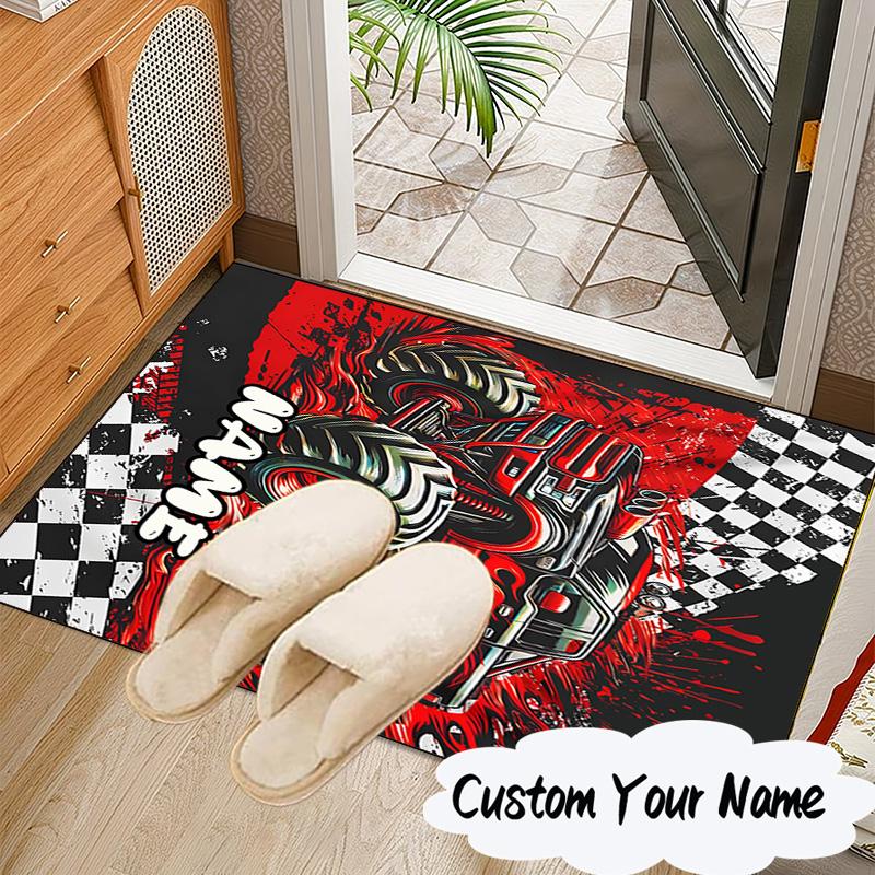 Custom Name School Bus Adventure Carpet, Chair Rug,Area Rug for Office Bedroom Living Rooms Bedroom, Doormat Decor Christmas Fan Gifts