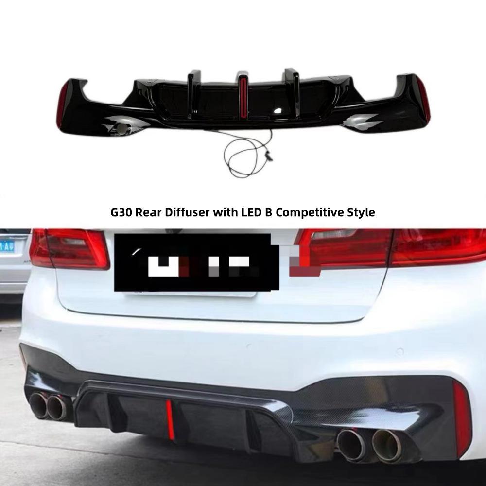 

BMW 5 Series G30/G38 [17-21] M5 Style Rear Diffuser with LED Light 3D Rear Lip Corner Gloss Black