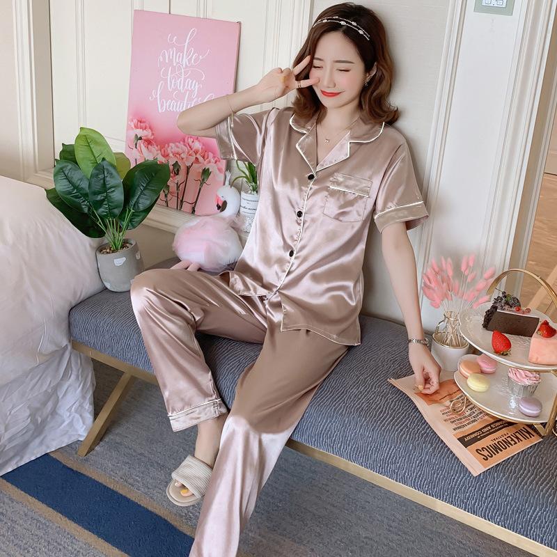 Buy Summer Women Silk Pajama Sets Satin 