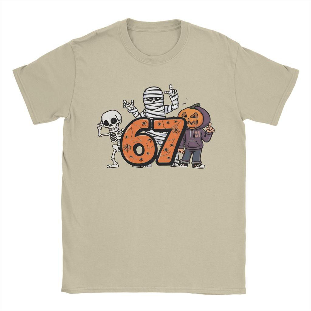 Humor Haunted by 6-7 T-Shirt for Men Round Neck 100% Cotton T Shirts Halloween 2025 Short Sleeve Tee Shirt Graphic Tops