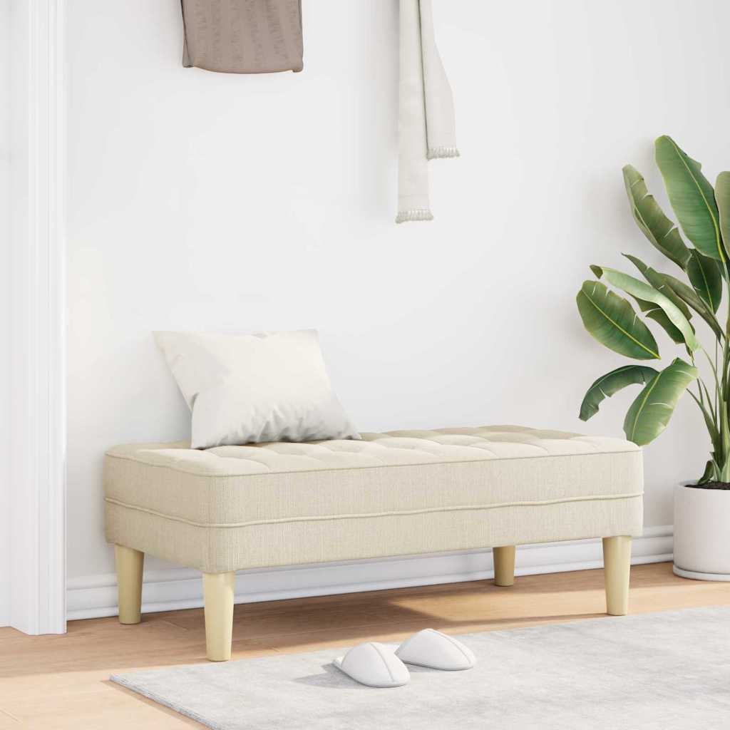 Bench with Cushion Linen 113 X 57 X 39 Cm Fabric