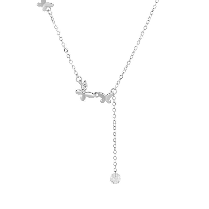 Butterfly Tassel Necklace Women's Flash Diamond Light Luxury Niche High-end Design Ins Style Jewelry Women
