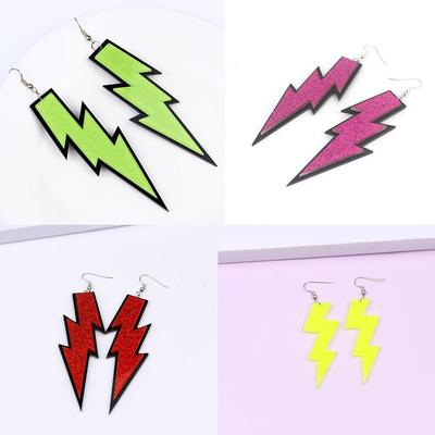 Lightning Earrings Fashionable and Exaggerated Long Silver Needle Earrings Acrylic Ear Accessories for Women