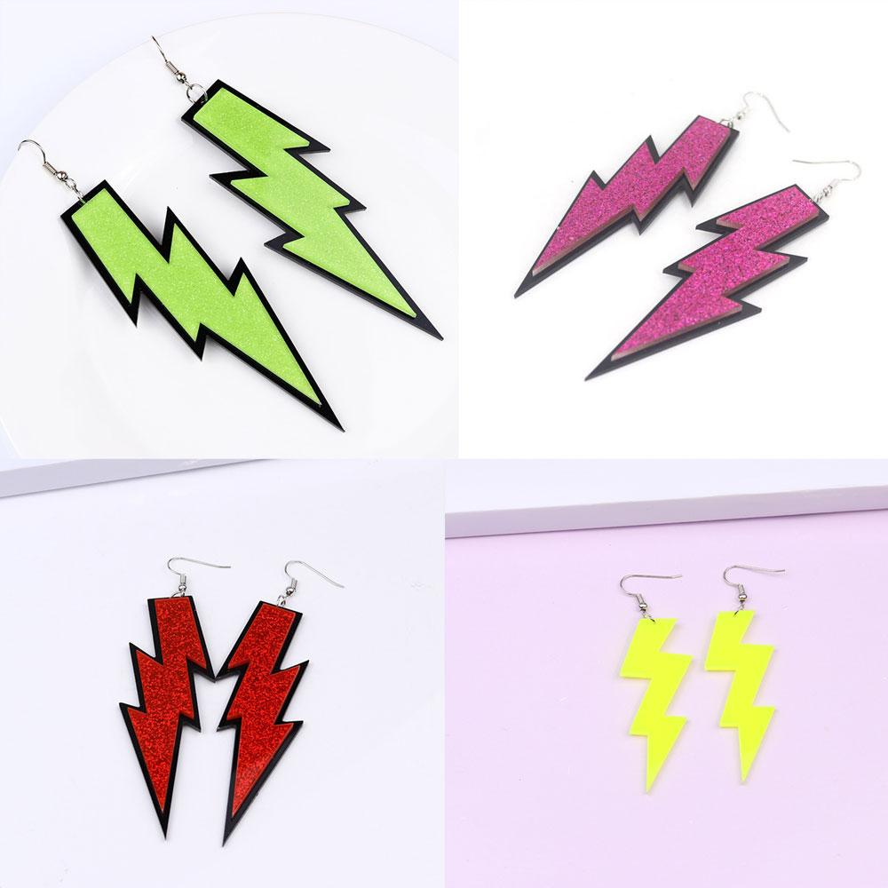 

Серьги-молнии, модные и преувеличенные длинные серебряные серьги-иглы, акриловые аксессуары для ушей для женщин