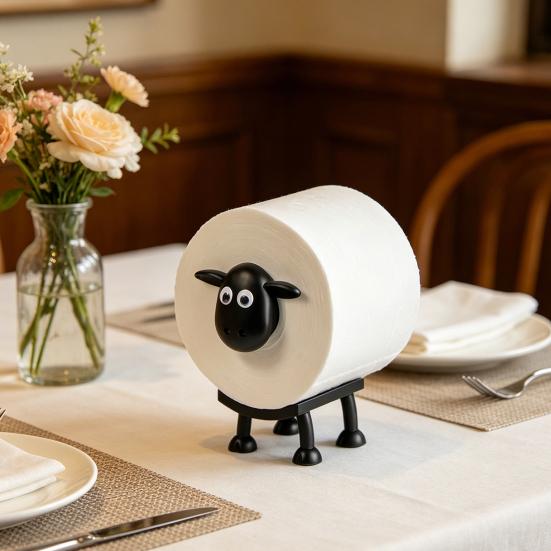 Yousheng Toilet Paper Holder with Sheep Model No-Rust Roll Paper Dispenser Easy Replace Waterproof Organizer for Home Kitchen